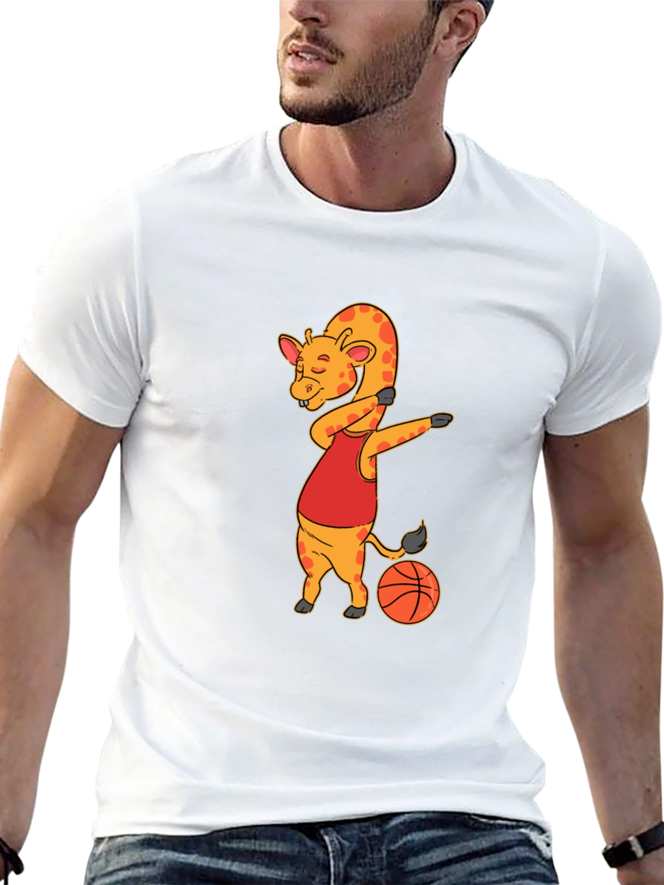 Giraffe Dabbing Basketball T-Shirt