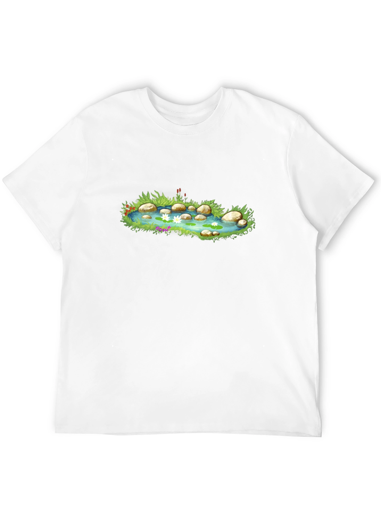 Black T-Shirt with Pond Graphic