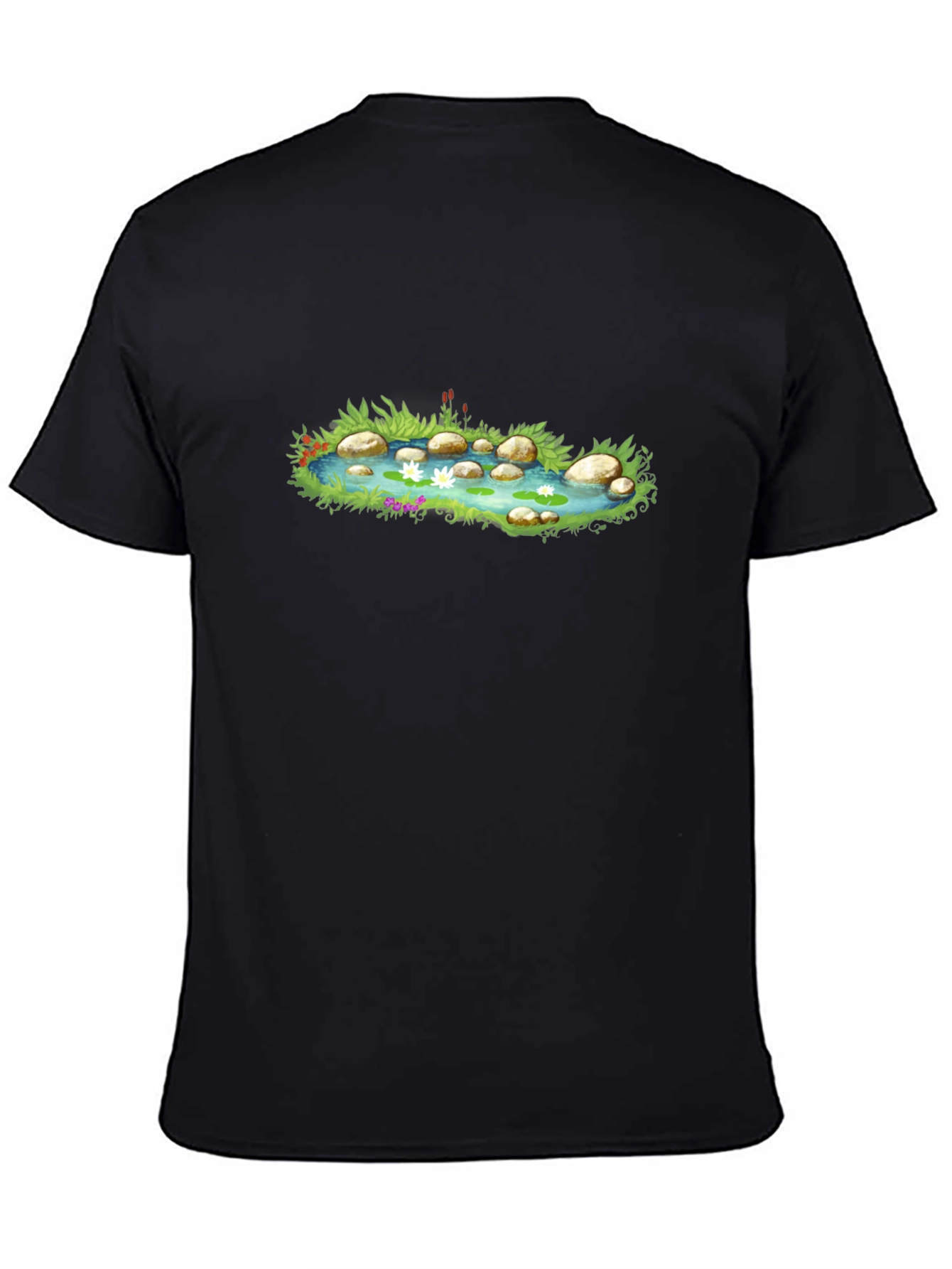Black T-Shirt with Pond Graphic