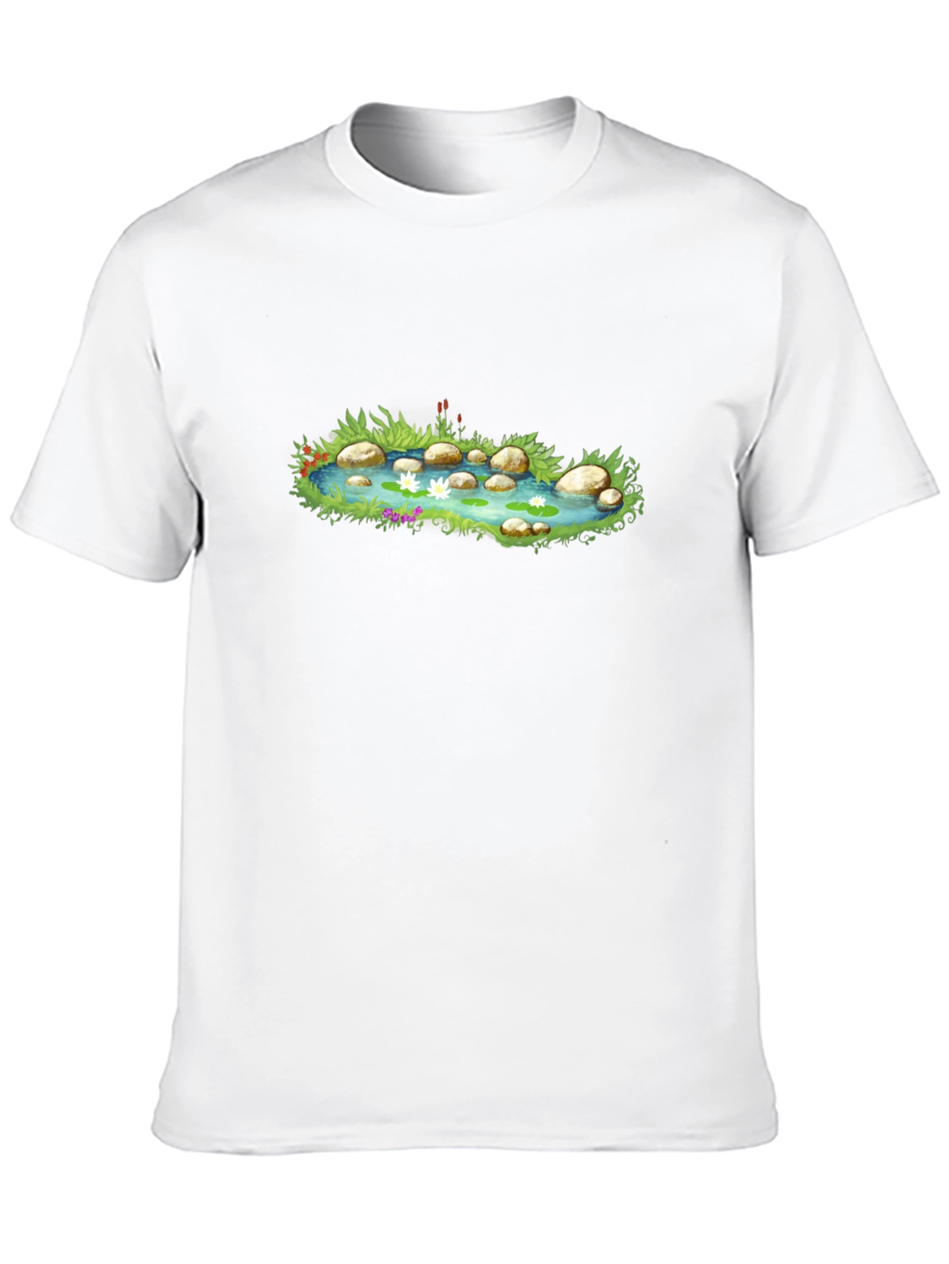 Black T-Shirt with Pond Graphic