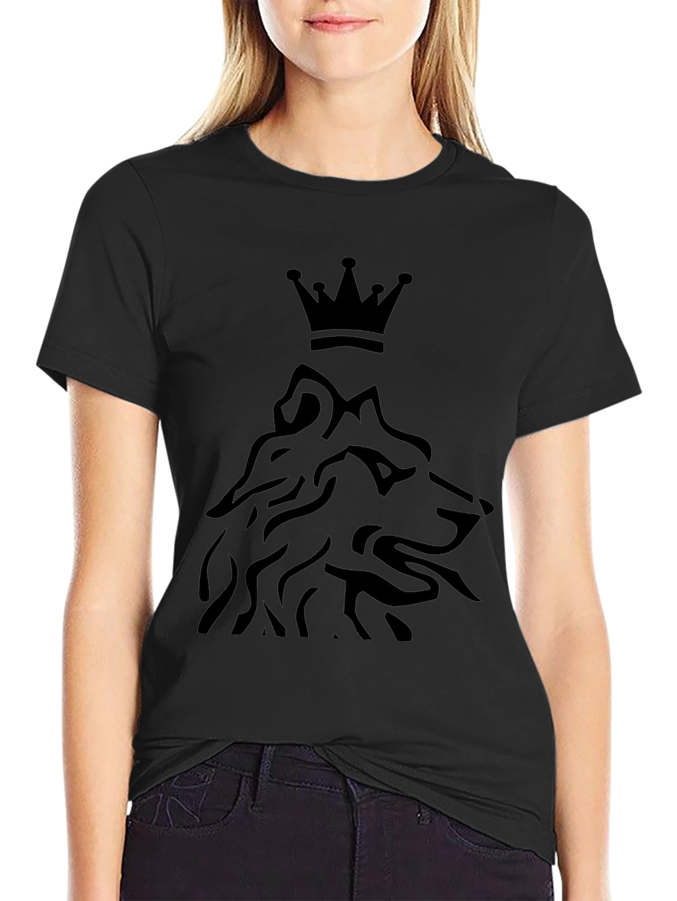 King Wolf Graphic T-Shirt - Premium Black Tee