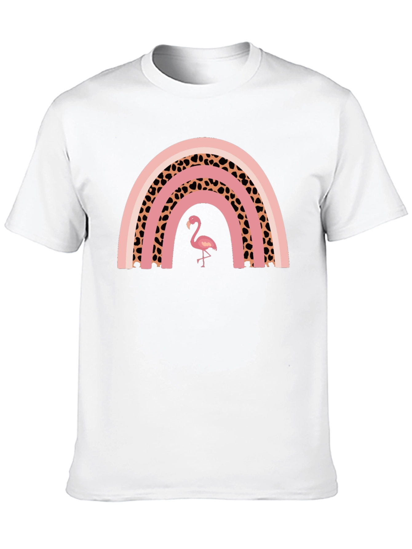 Pink Flamingo Rainbow Graphic T-Shirt - Stylish Black Tee