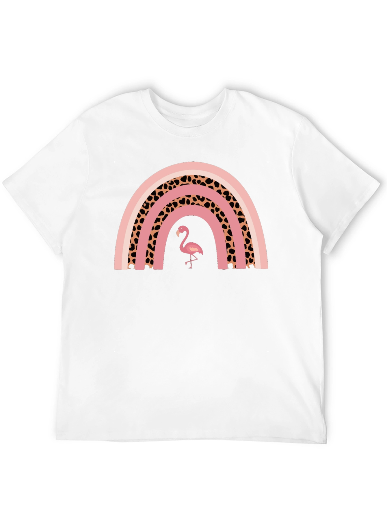 Pink Flamingo Rainbow Graphic T-Shirt - Stylish Black Tee