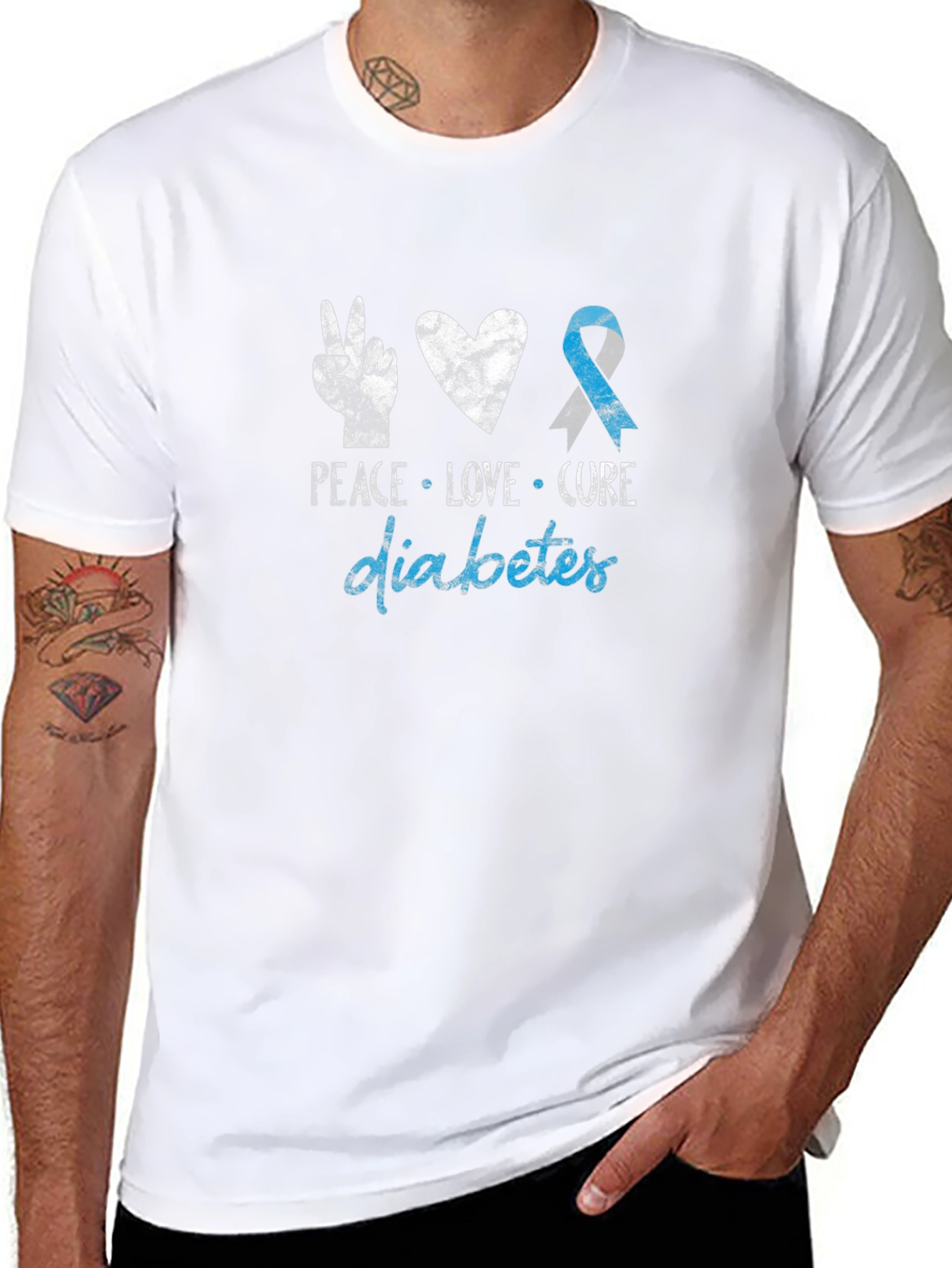 Peace Love Cure Diabetes Awareness T-Shirt