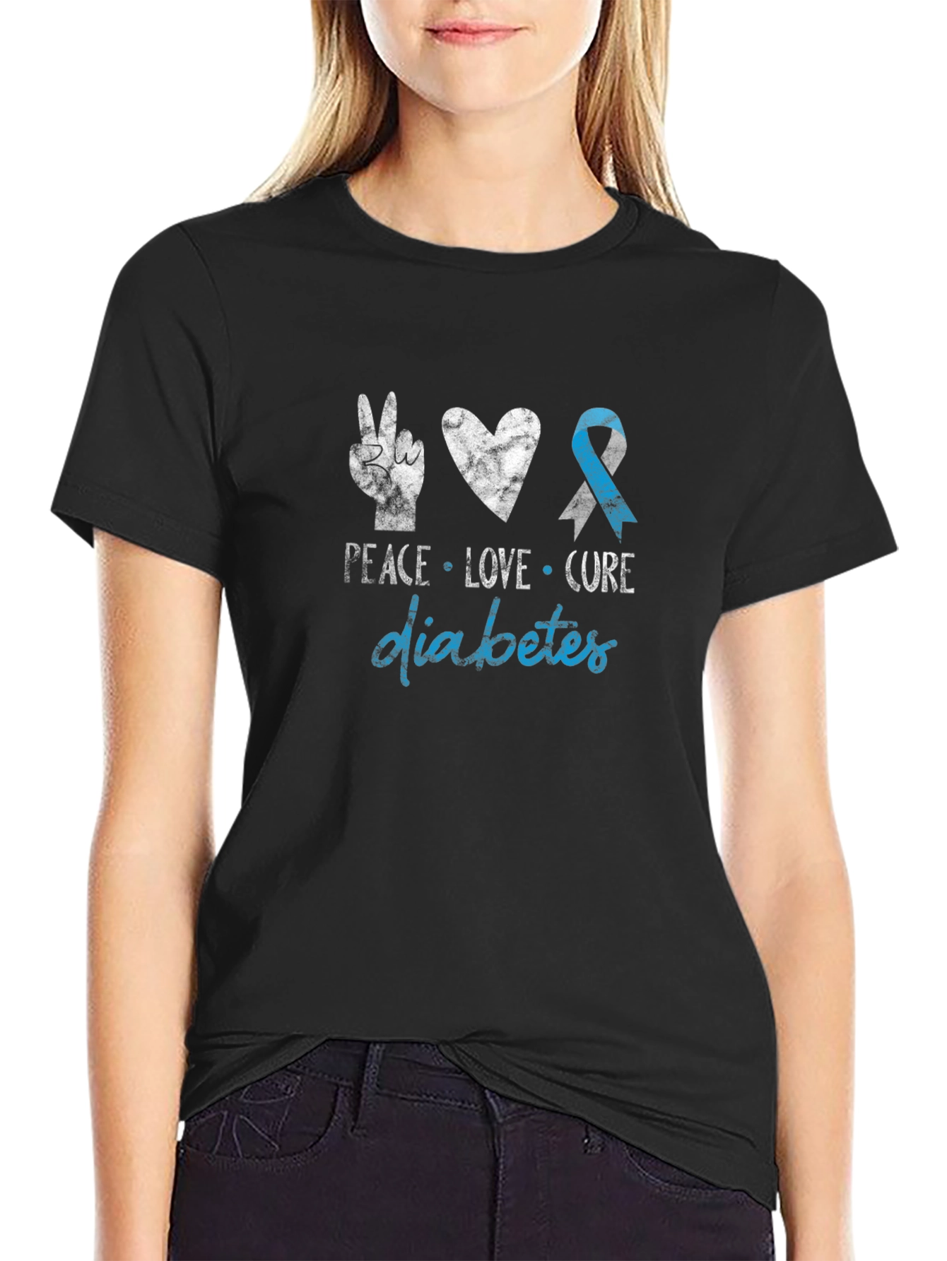 Peace Love Cure Diabetes Awareness T-Shirt