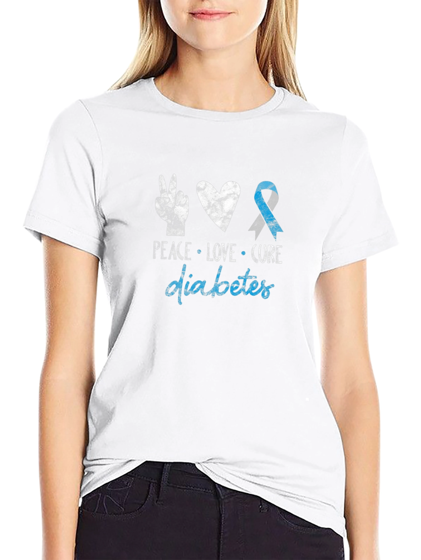 Peace Love Cure Diabetes Awareness T-Shirt