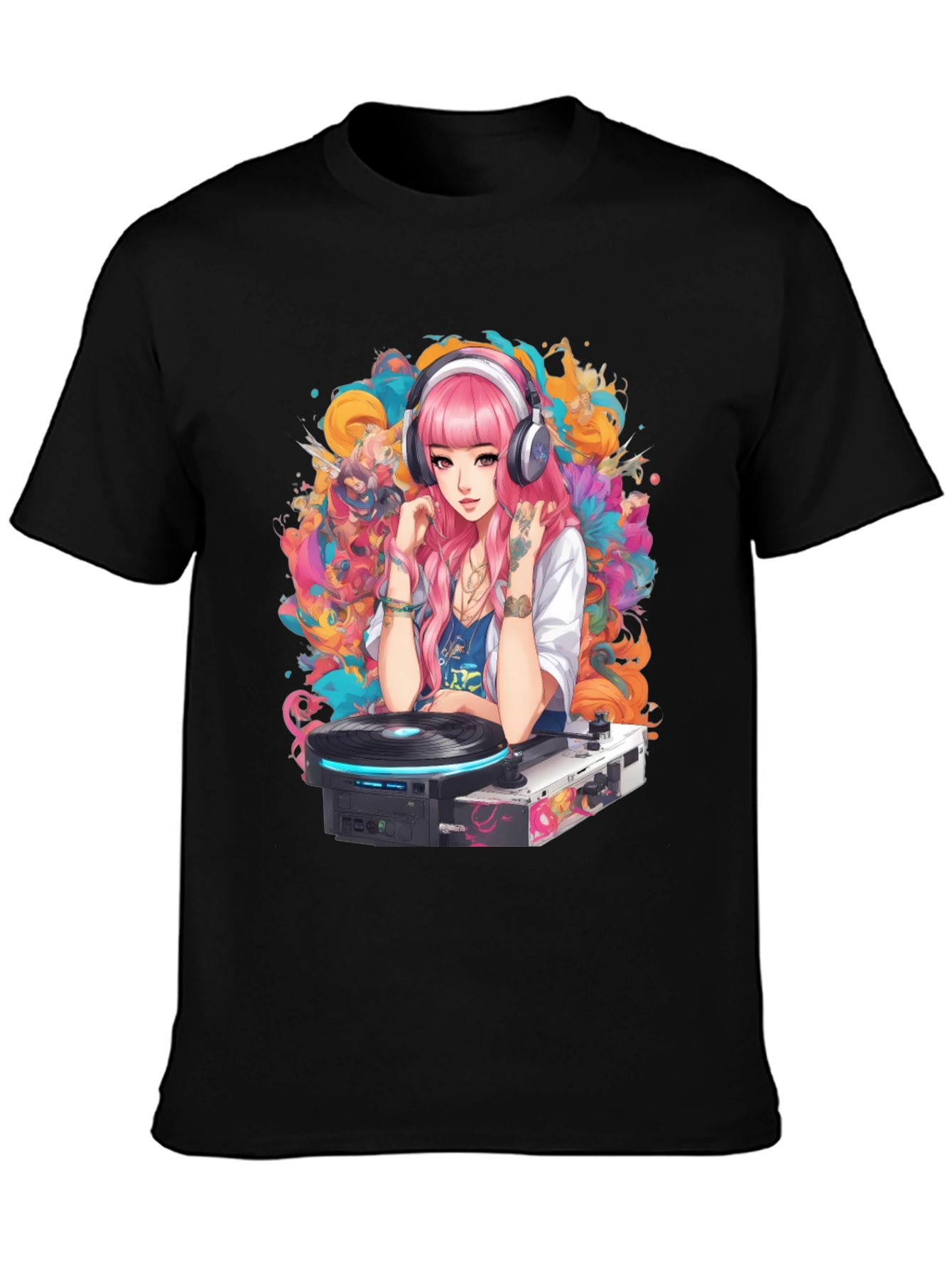 DJ Anime Girl Graphic Tee