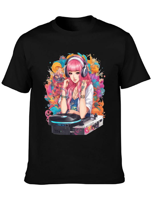 DJ Anime Girl Graphic Tee