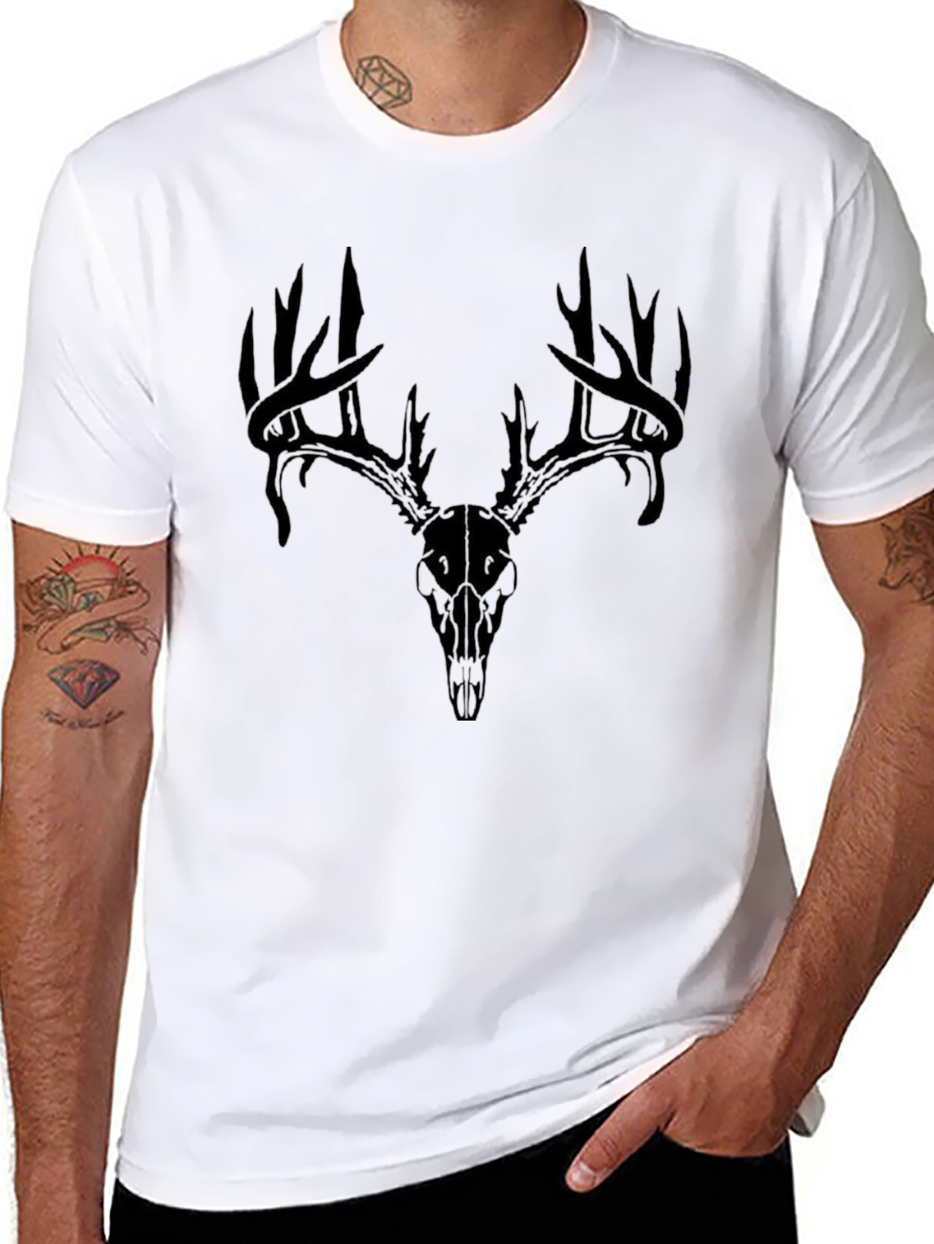 Buck Skull Graphic Tee - Black
