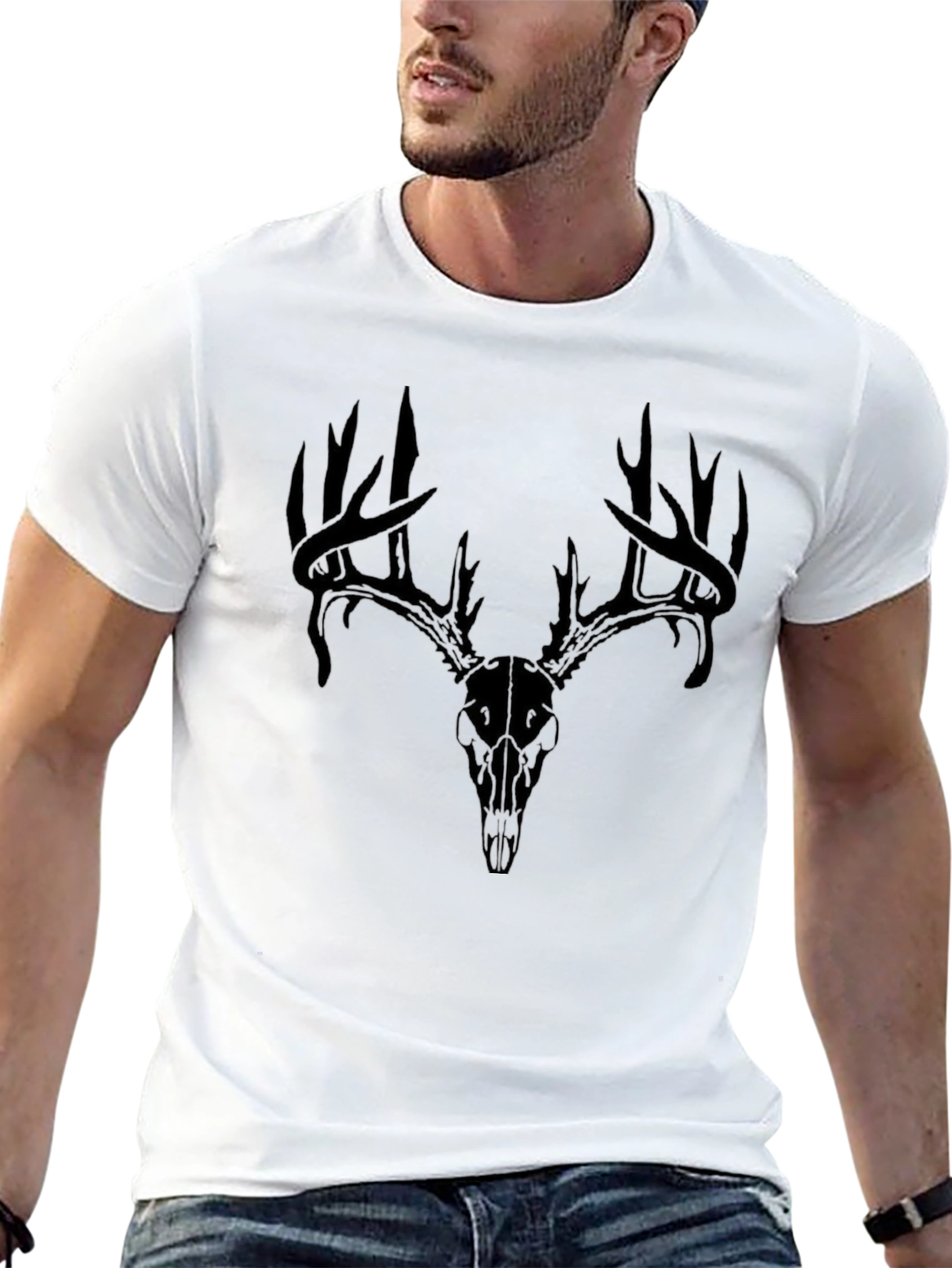 Buck Skull Graphic Tee - Black
