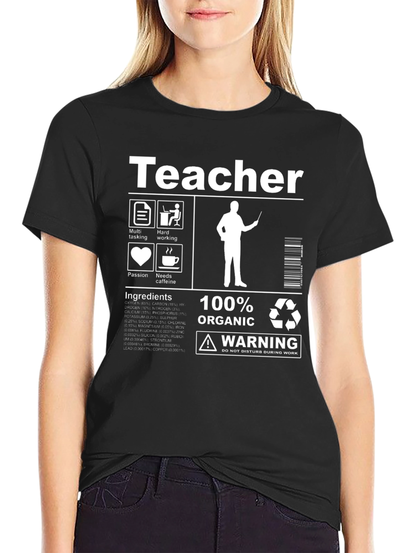 Teacher T-Shirt - Organic Hardworking Needs Caffeine