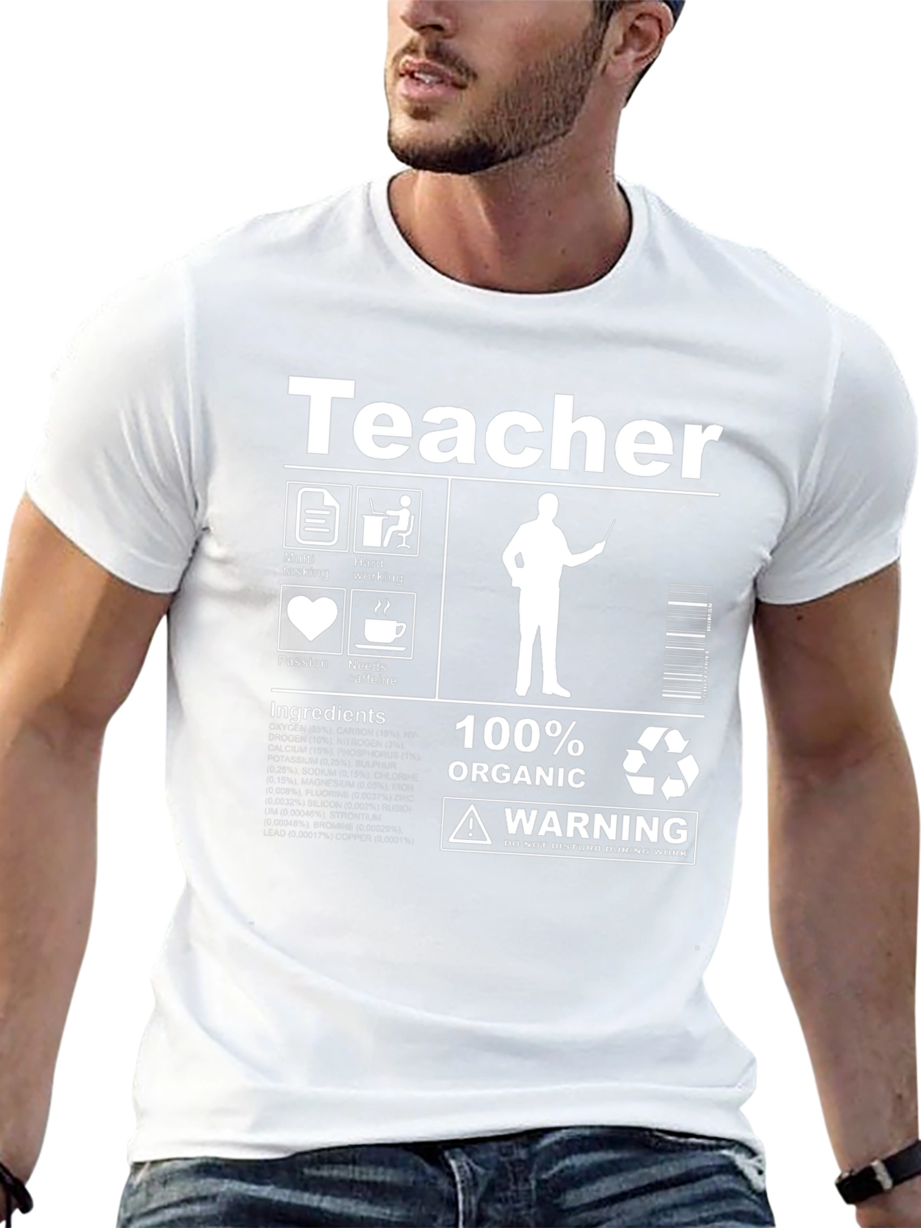 Teacher T-Shirt - Organic Hardworking Needs Caffeine