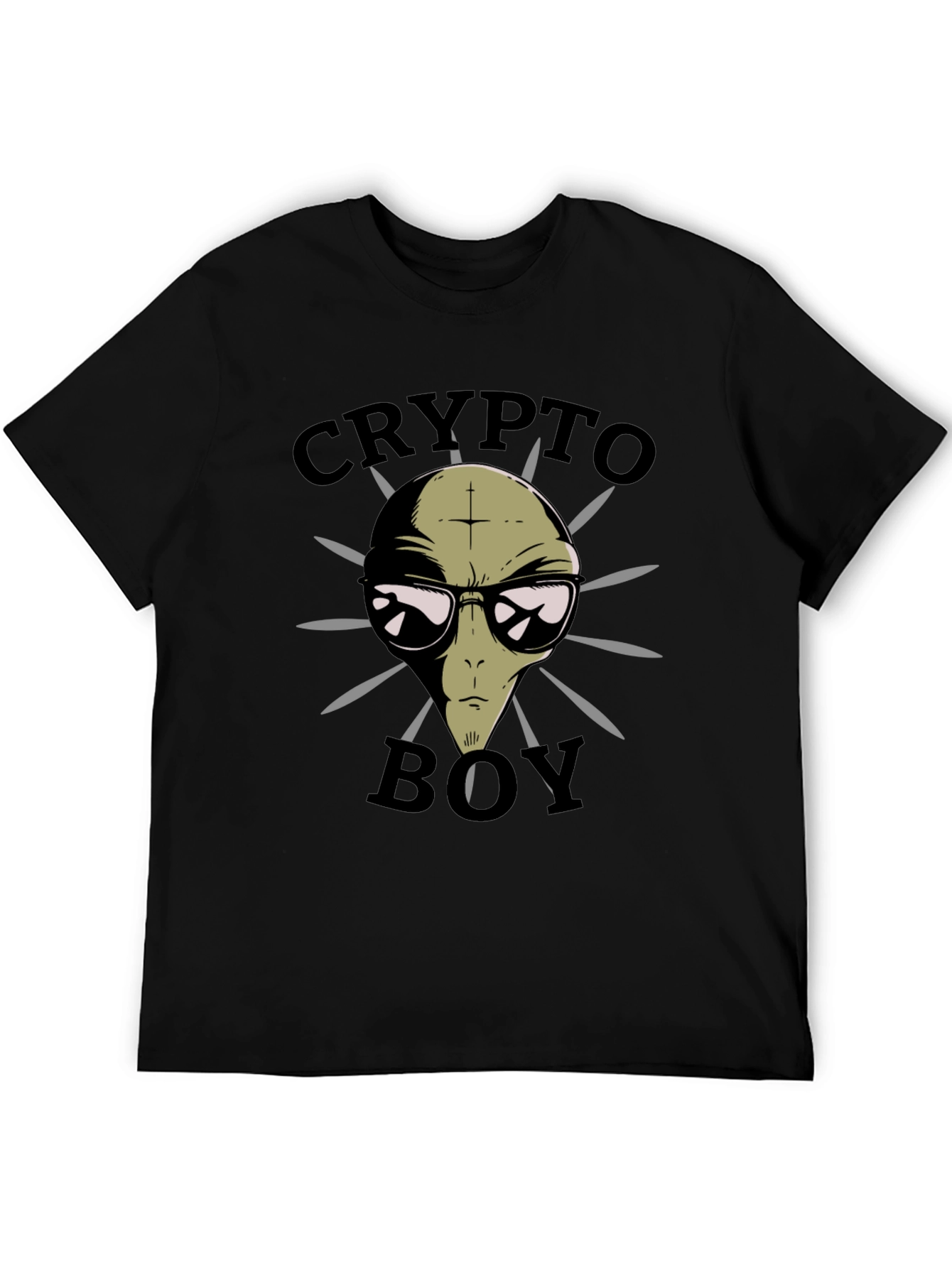 Crypto Boy Alien Graphic T-Shirt - Black