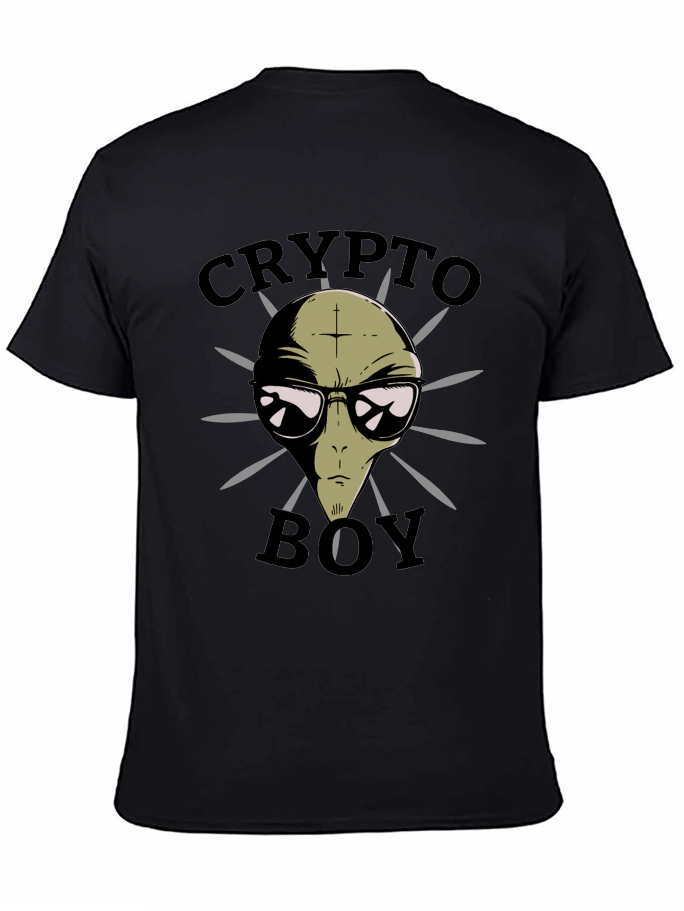 Crypto Boy Alien Graphic T-Shirt - Black