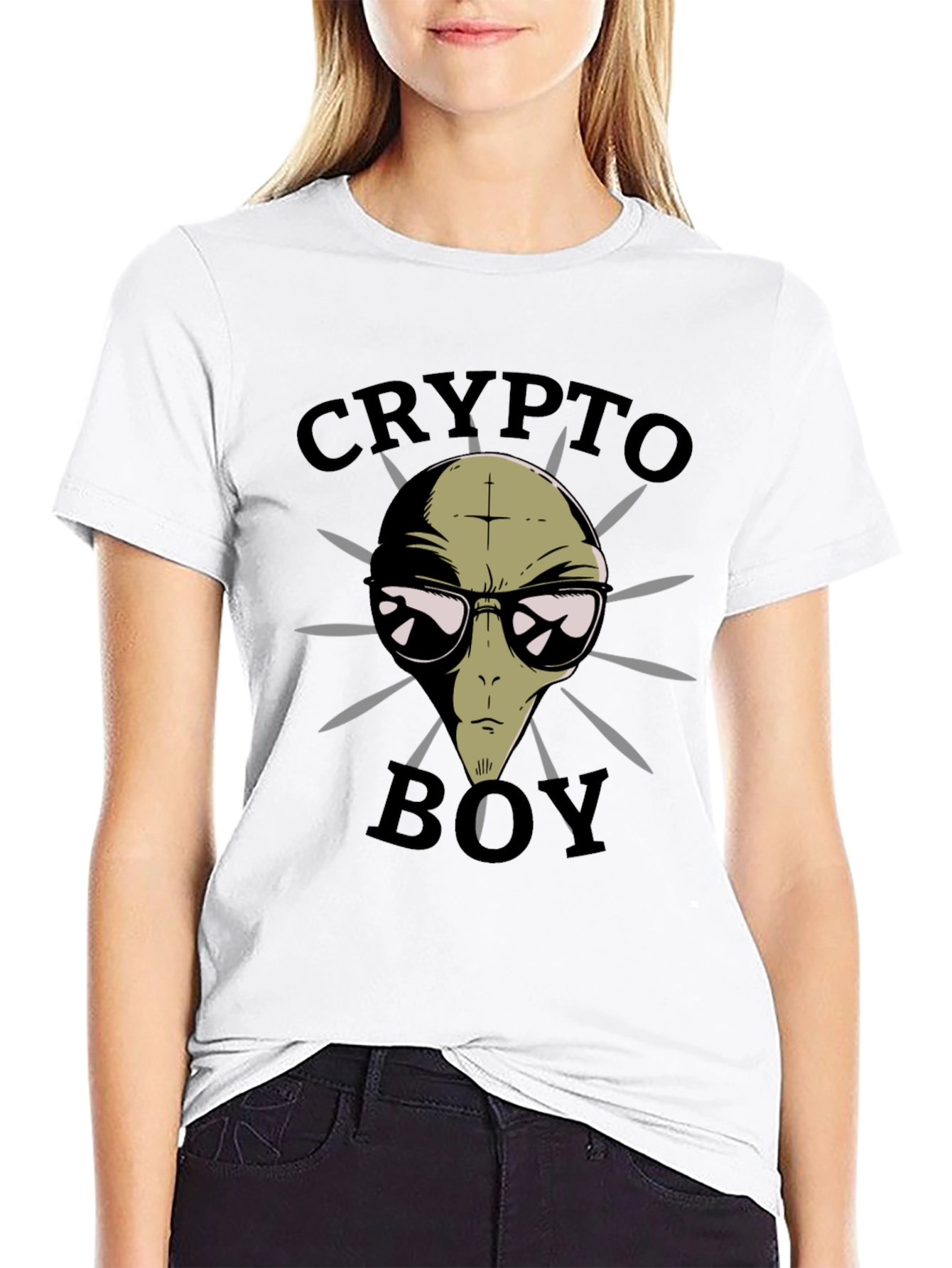 Crypto Boy Alien Graphic T-Shirt - Black