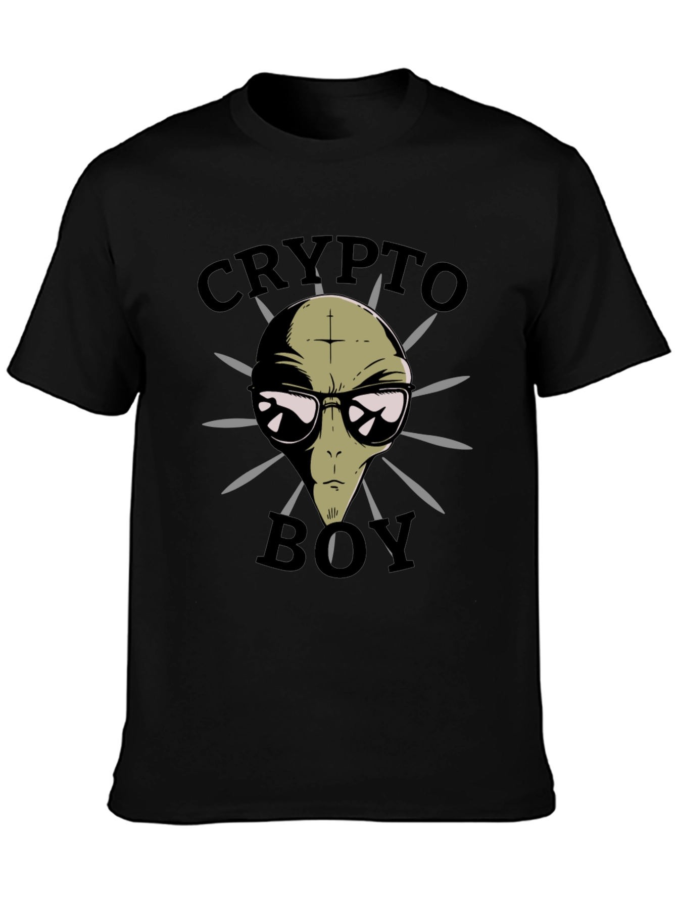 Crypto Boy Alien Graphic T-Shirt - Black