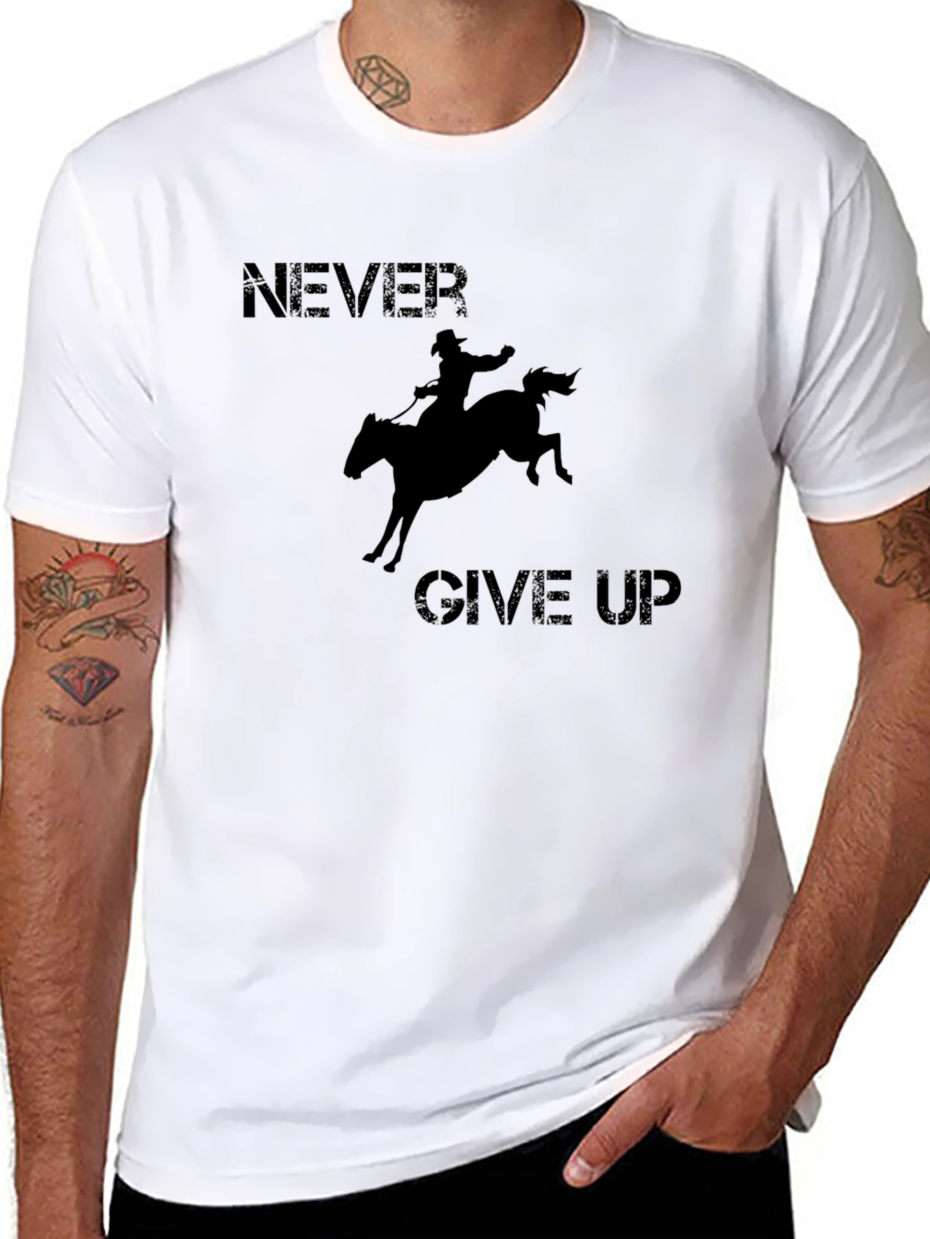 Never Give Up Rodeo Graphic T-Shirt