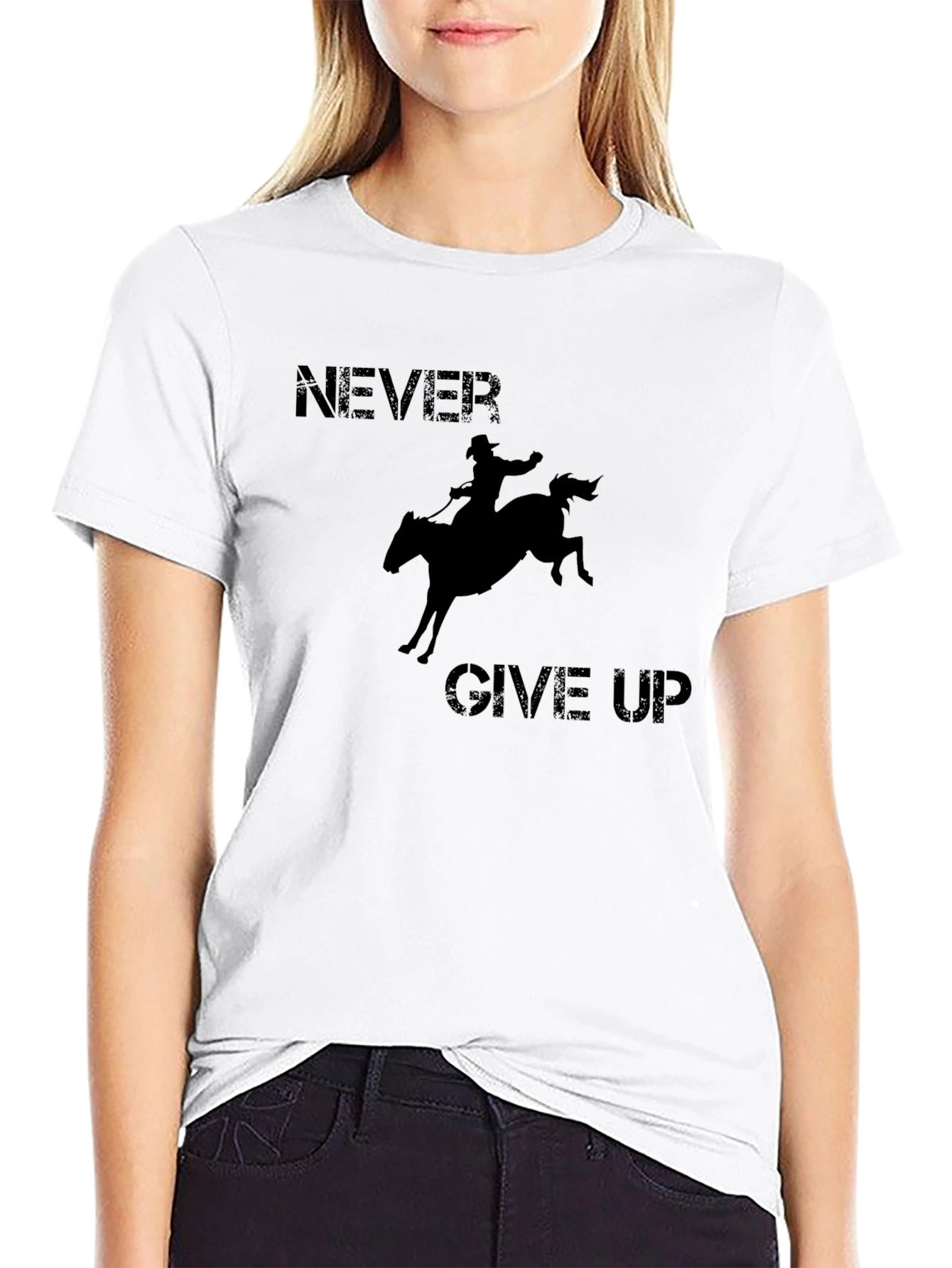 Never Give Up Rodeo Graphic T-Shirt