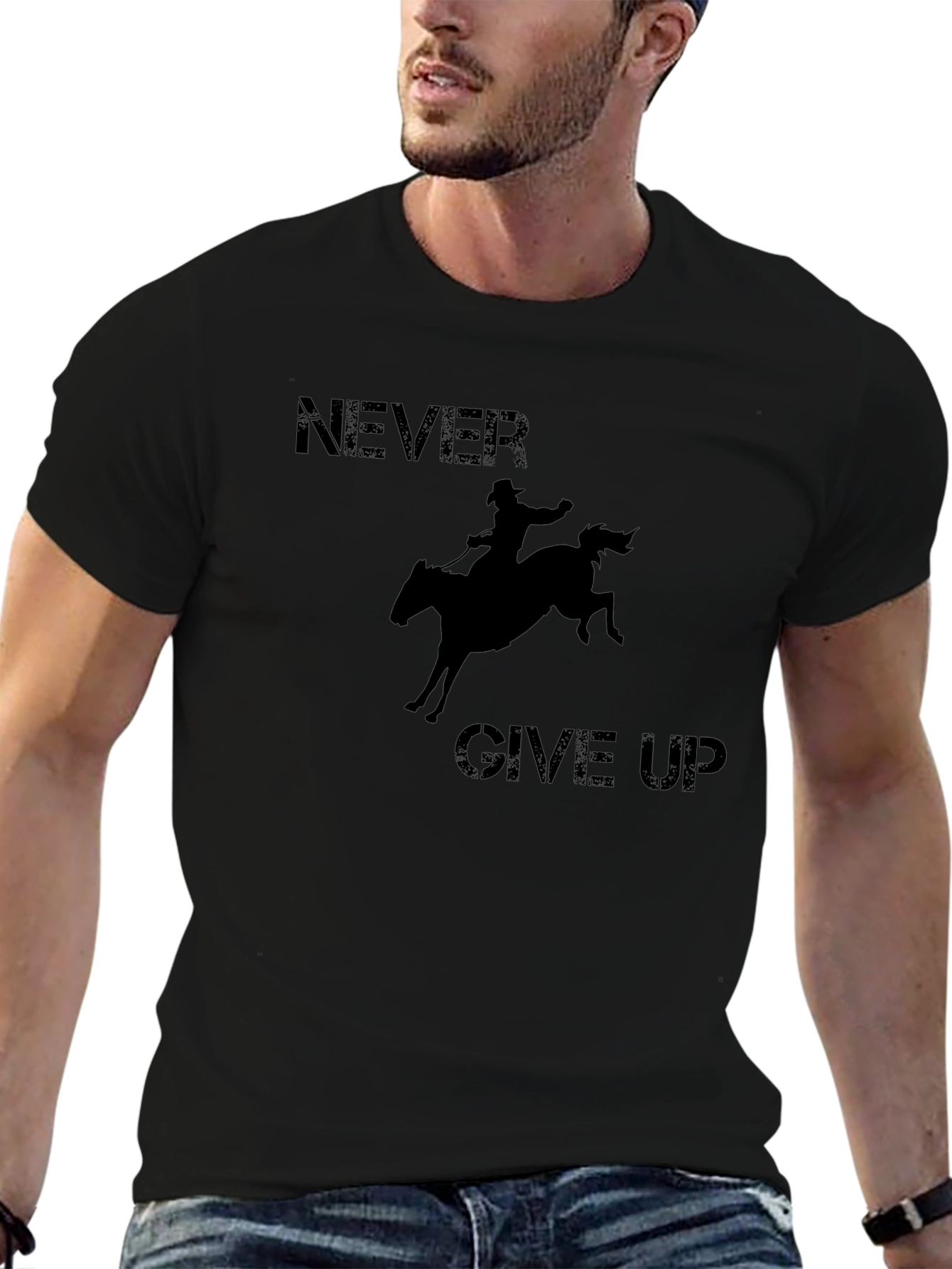 Never Give Up Rodeo Graphic T-Shirt