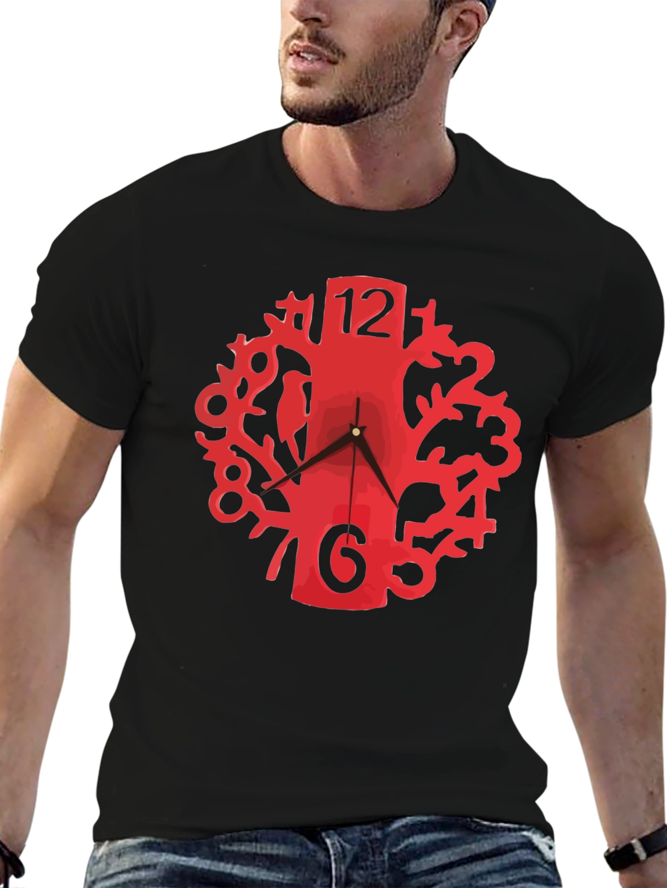 Quirky Clock Tree Black Tee