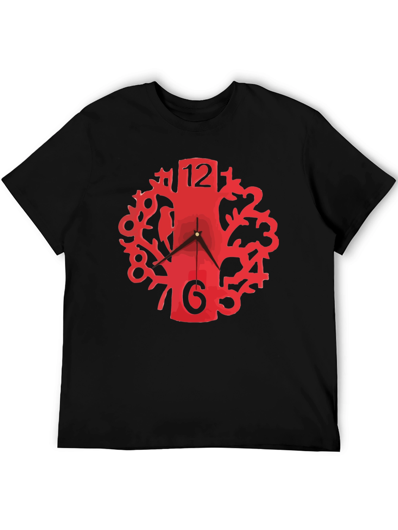 Quirky Clock Tree Black Tee