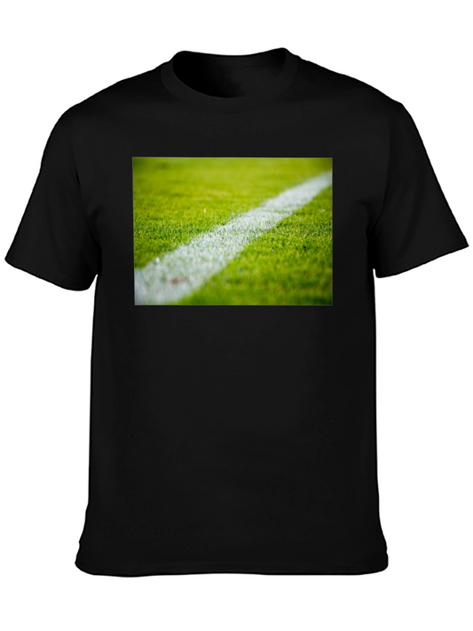 Green Field Line Graphic Tee - Casual Style