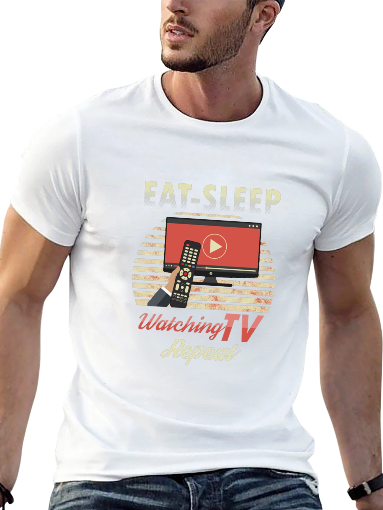 Eat Sleep Watch TV Repeat Black T-Shirt