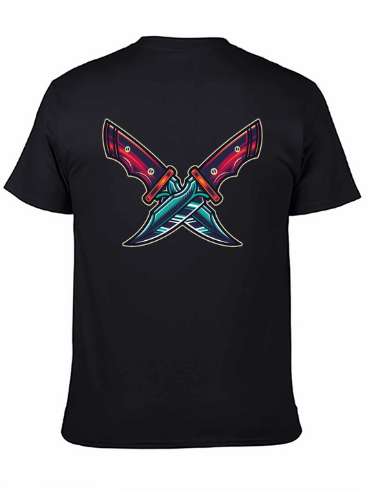 Crossed Blades Graphic T-Shirt - Edgy Design