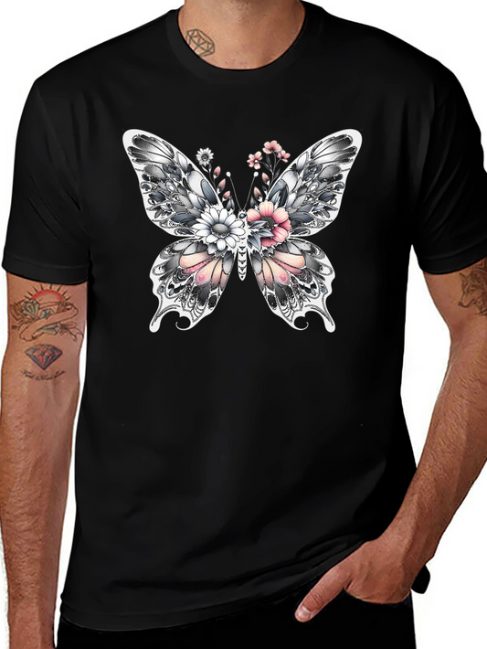Floral Butterfly Graphic Tee - Trendy & Unique Design