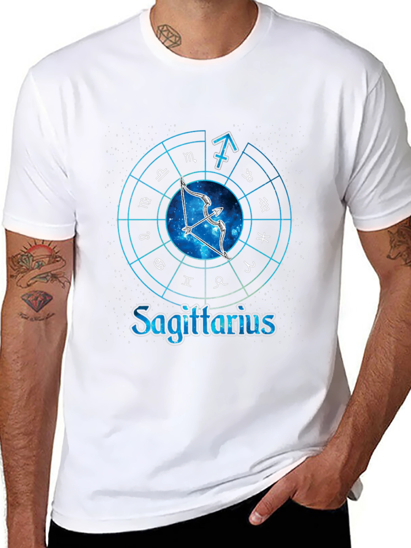 Sagittarius Zodiac Sign Graphic T-Shirt - Black