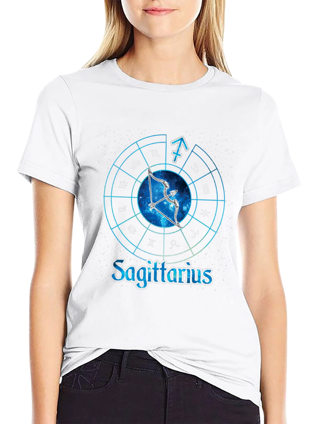Sagittarius Zodiac Sign Graphic T-Shirt - Black