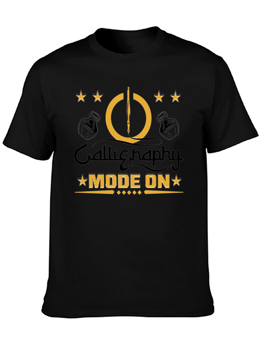 Calligraphy Mode On Black T-Shirt
