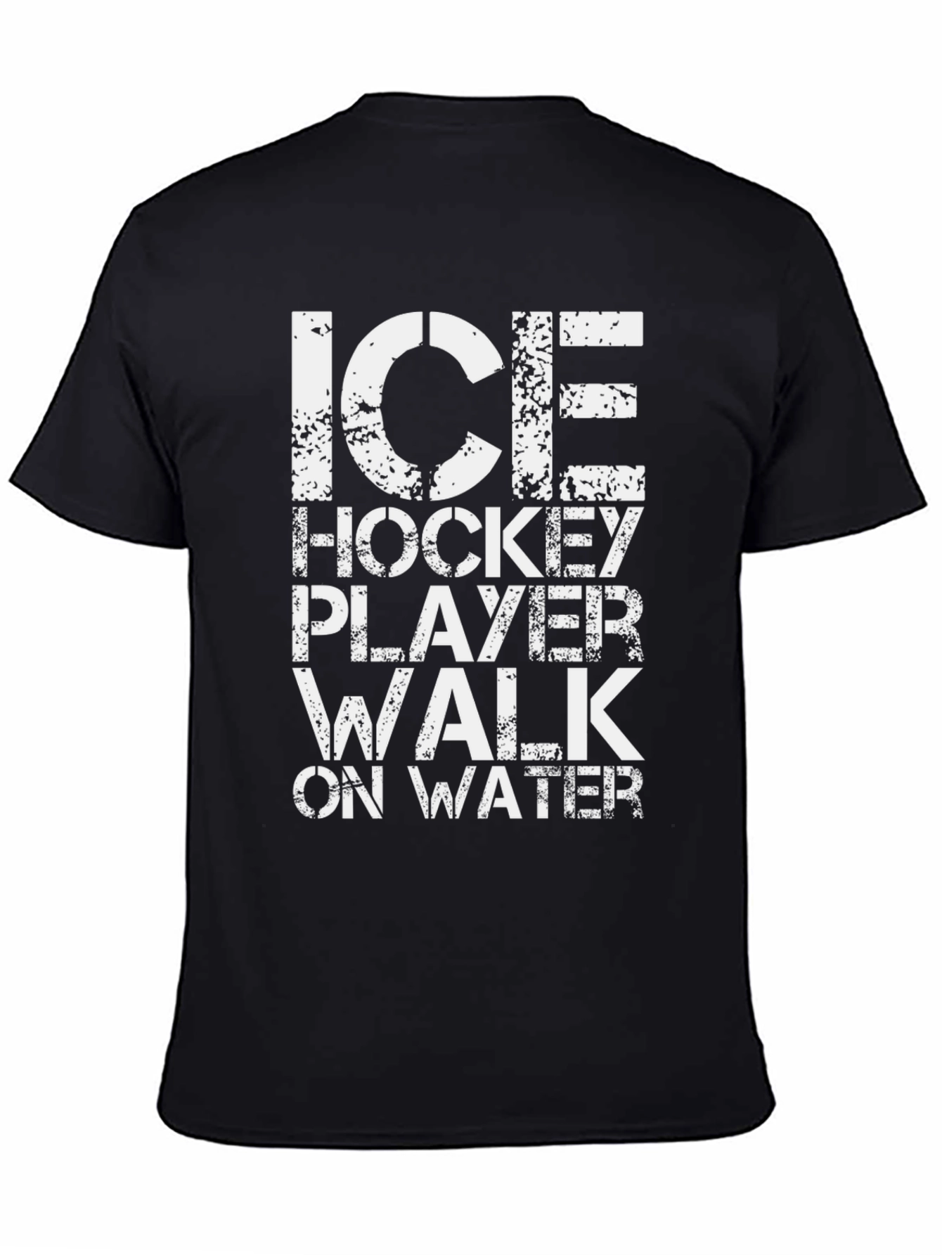 Ice Hockey Player Walk on Water Black T-Shirt