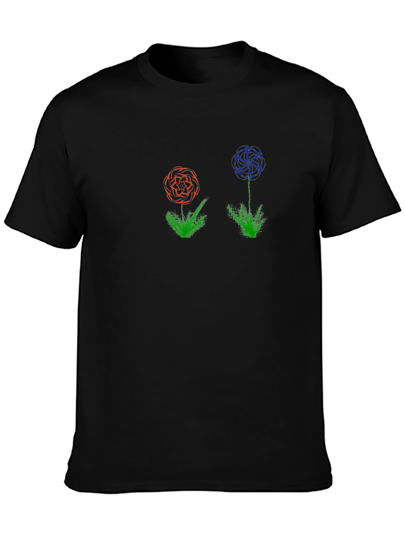 Unique Flower Graphic Tee - Soft Black T-Shirt