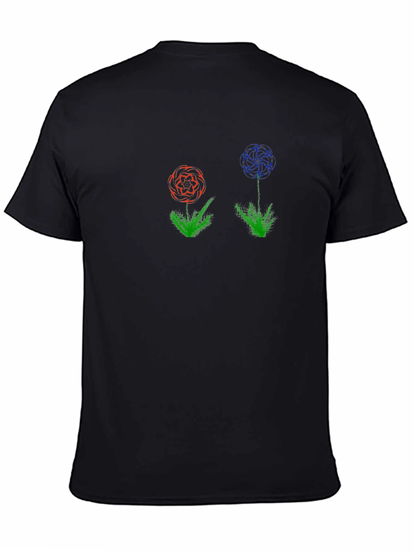 Unique Flower Graphic Tee - Soft Black T-Shirt