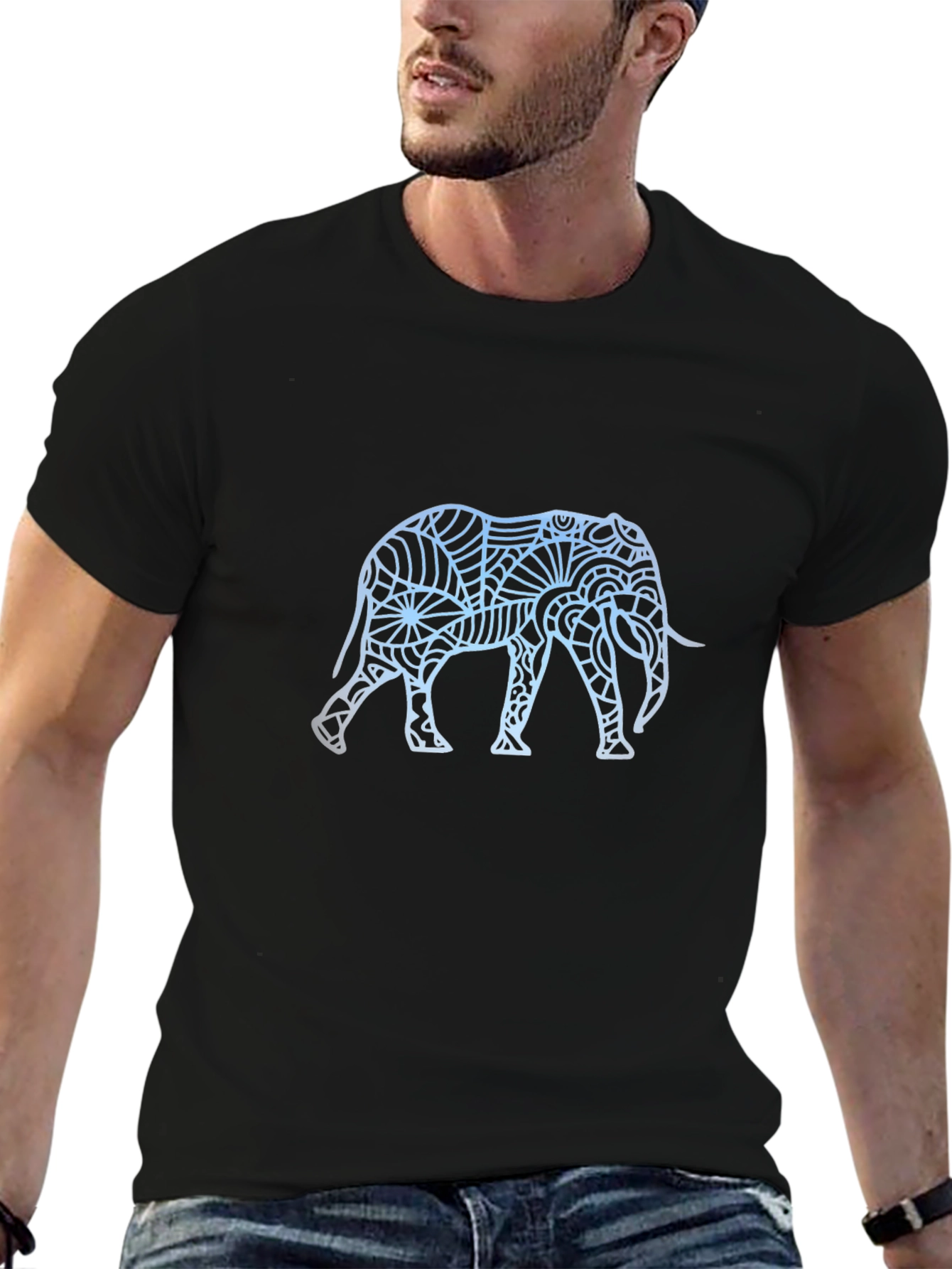 Elephant Graphic Tee - Stylish Mens Black T-Shirt
