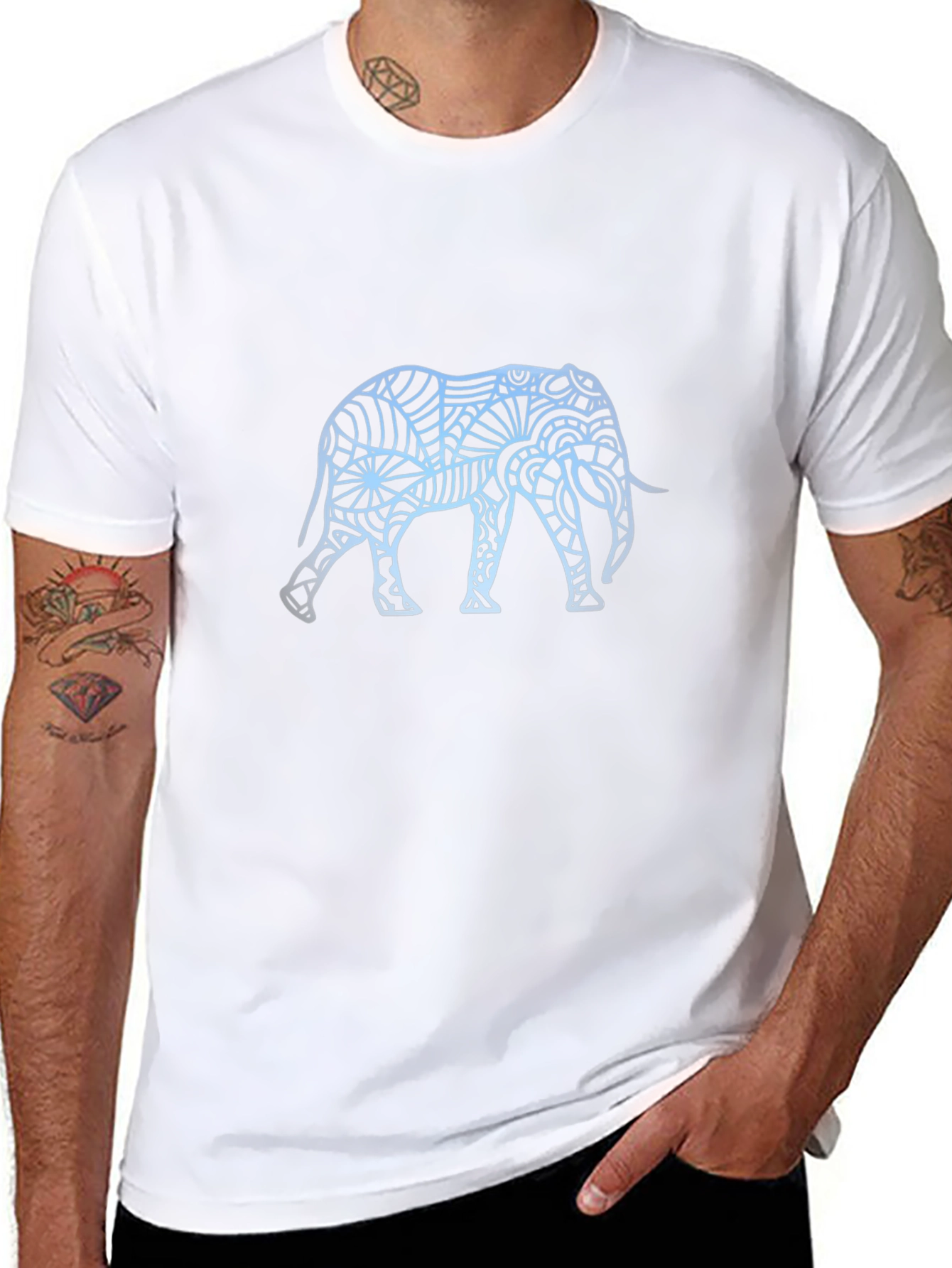 Elephant Graphic Tee - Stylish Mens Black T-Shirt