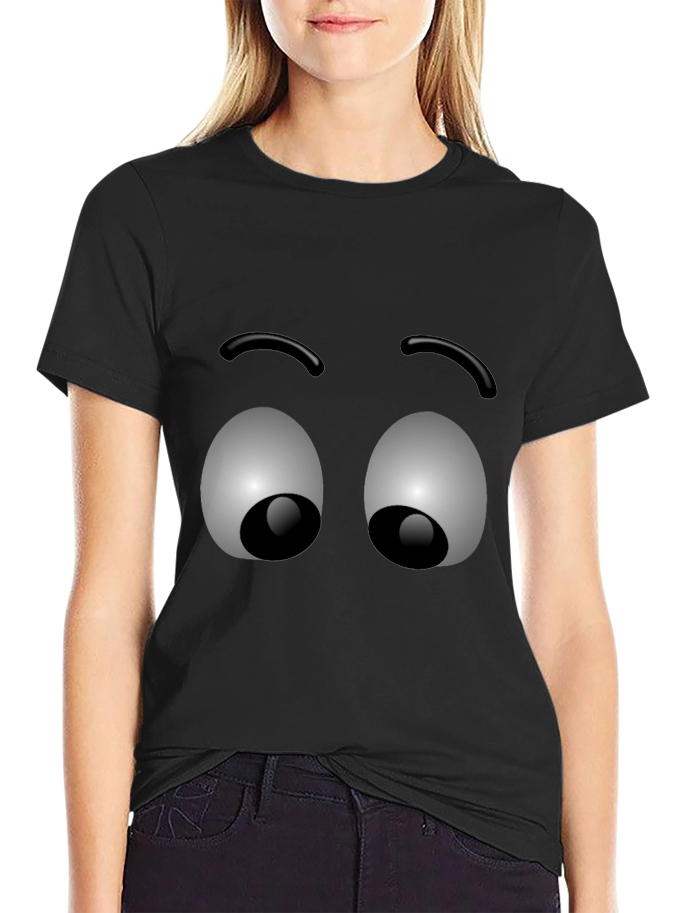 Funny Googly Eyes Graphic T-Shirt - Black