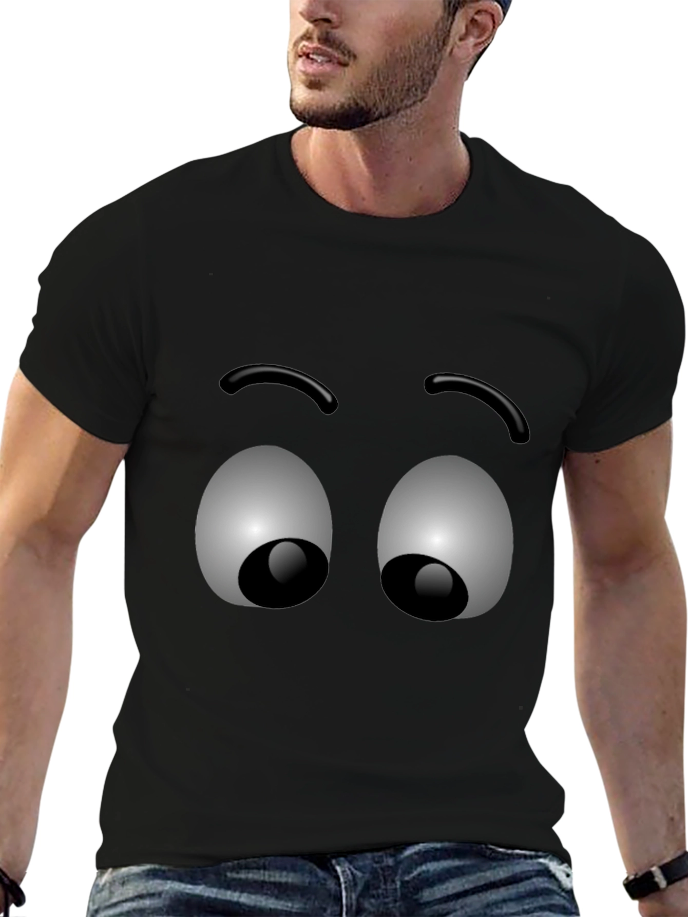 Funny Googly Eyes Graphic T-Shirt - Black