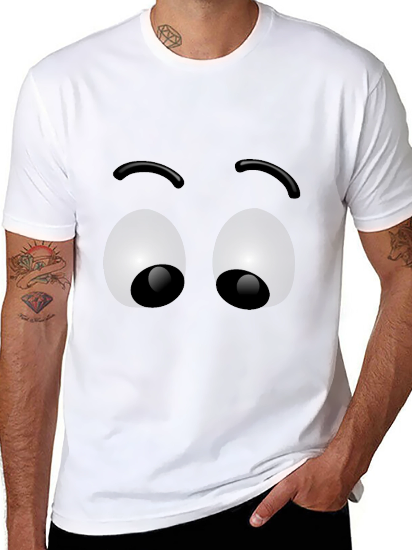 Funny Googly Eyes Graphic T-Shirt - Black