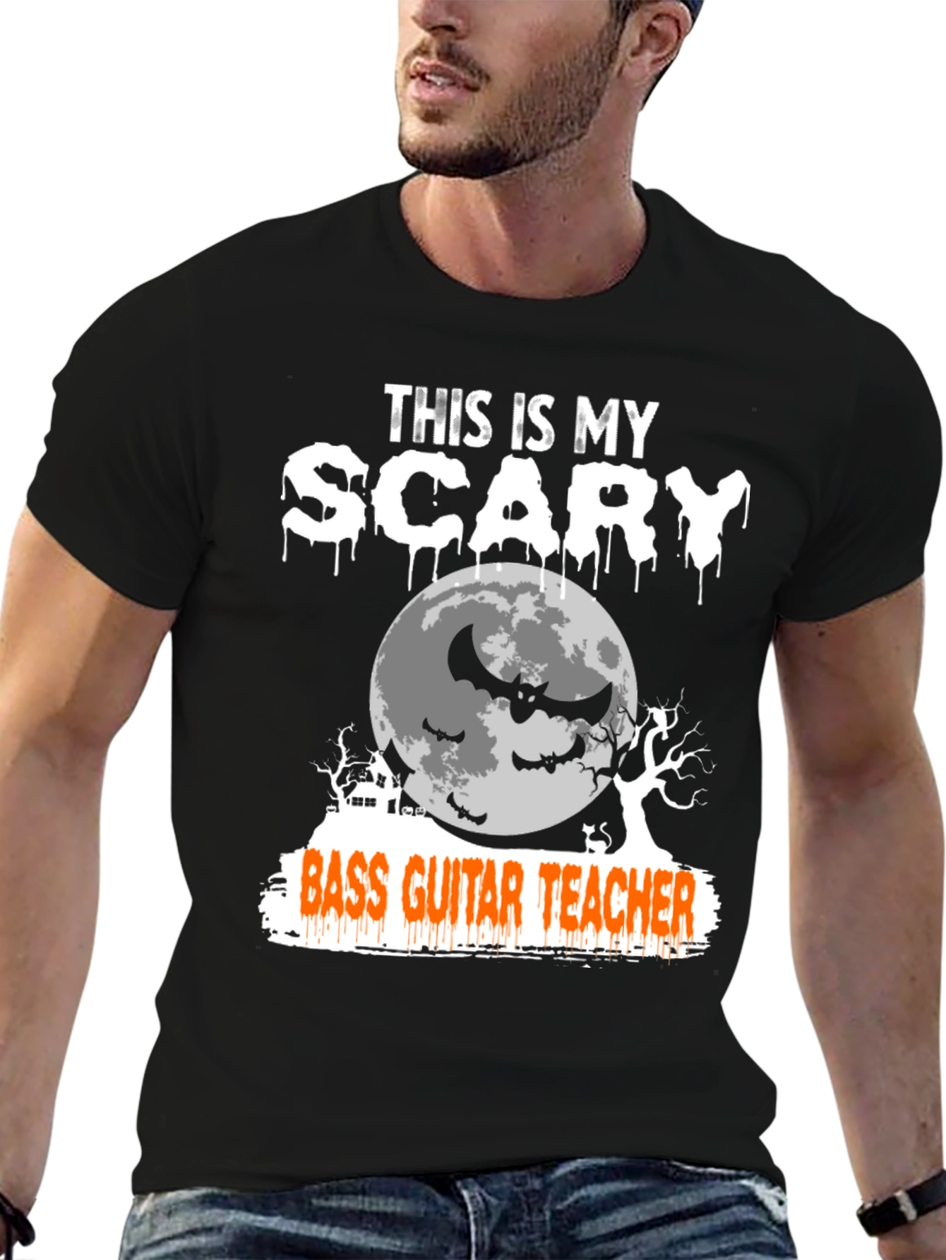 Scary Bass Guitar Teacher Halloween T-Shirt