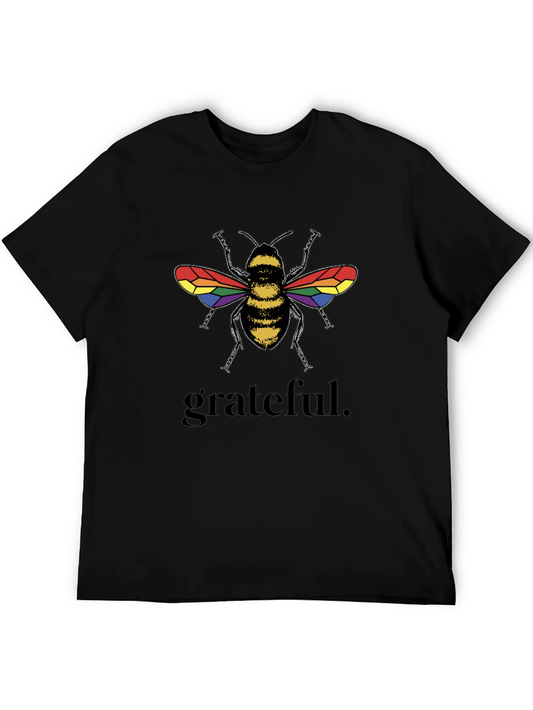 Grateful Bee Rainbow Wings Graphic T-Shirt