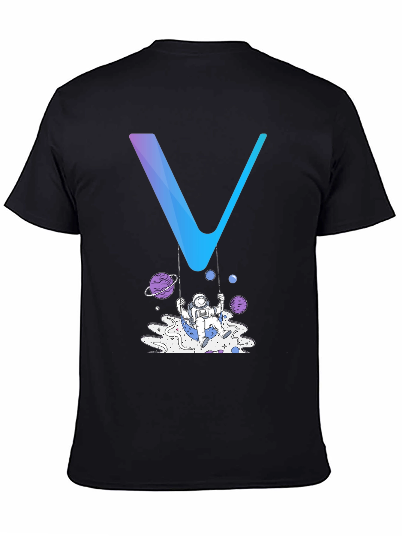 Astronaut Swing Graphic Tee - Black Cotton Blend Shirt