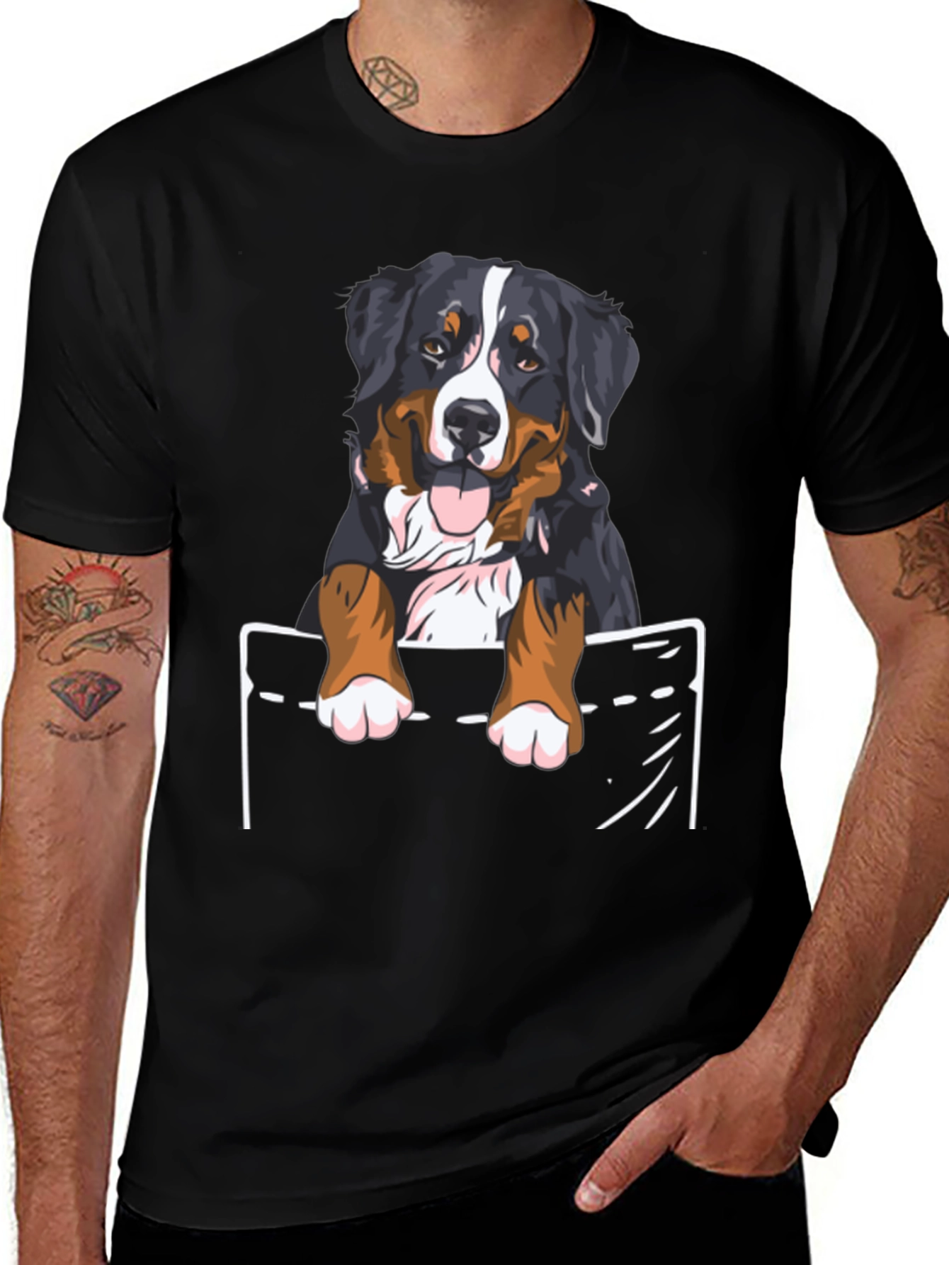 Bernese Mountain Dog Pocket T-Shirt