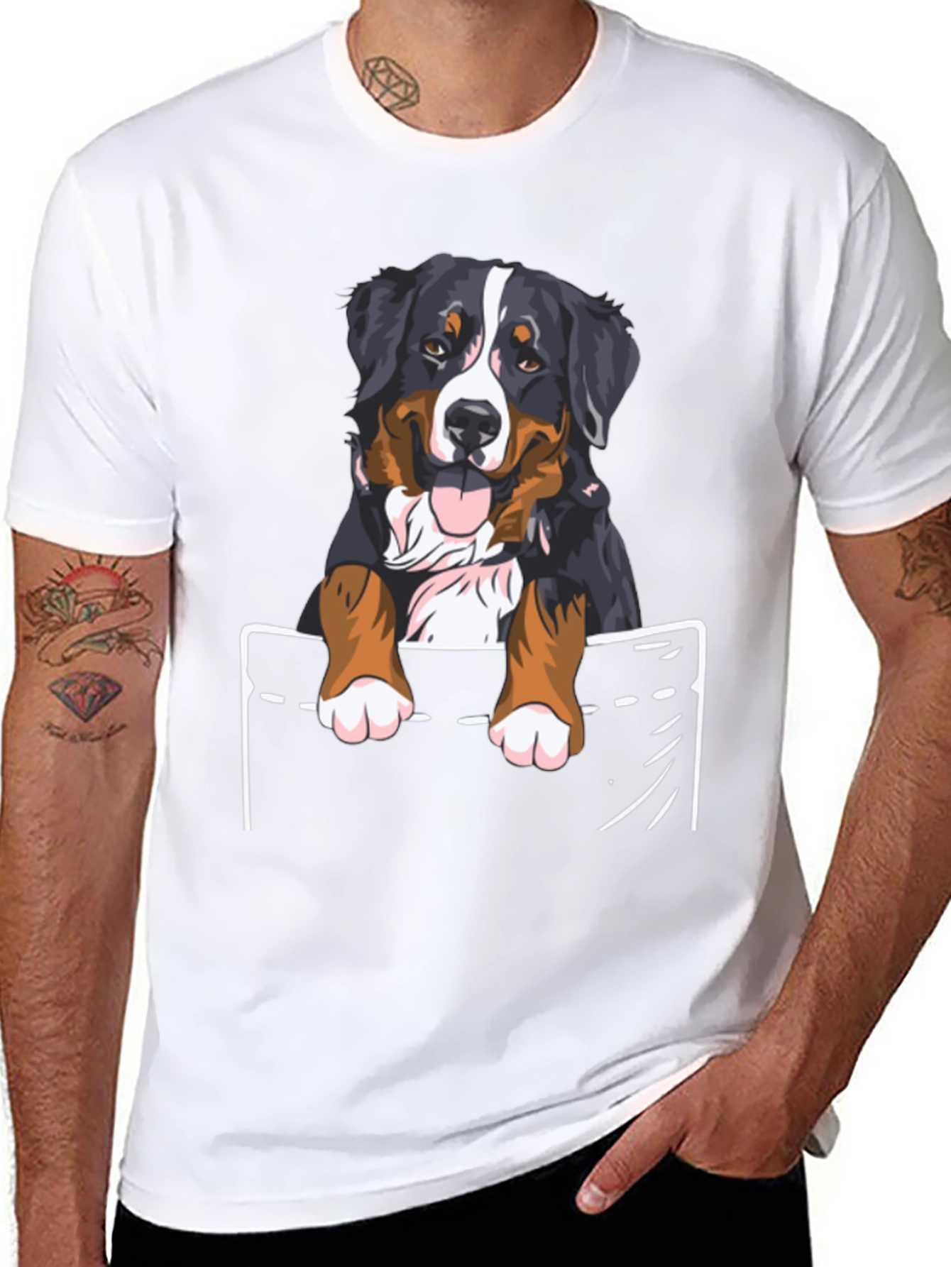 Bernese Mountain Dog Pocket T-Shirt