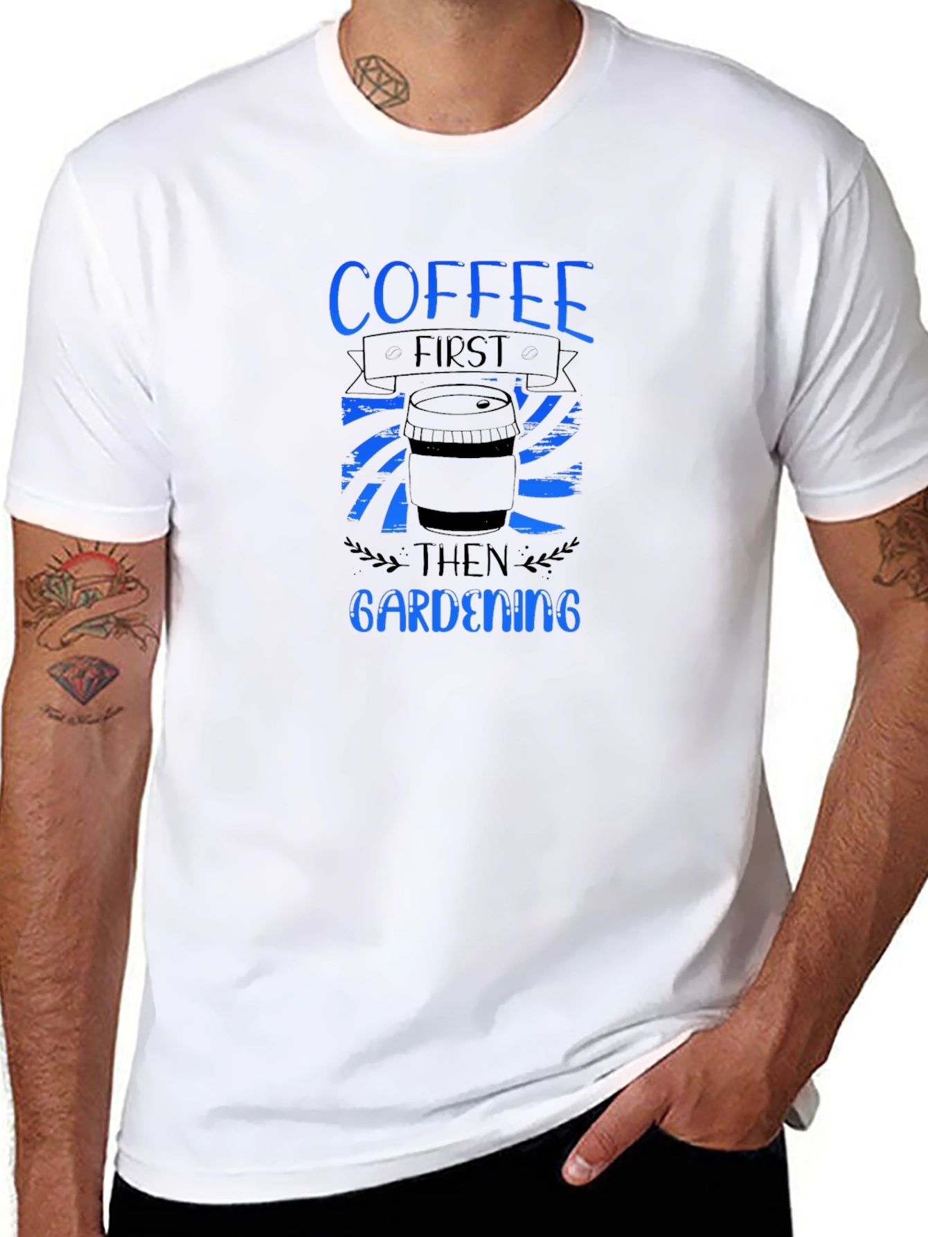 Coffee First Gardening Mens Black Tee