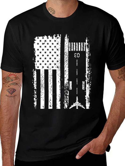 American Flag Runway Aviation T-Shirt