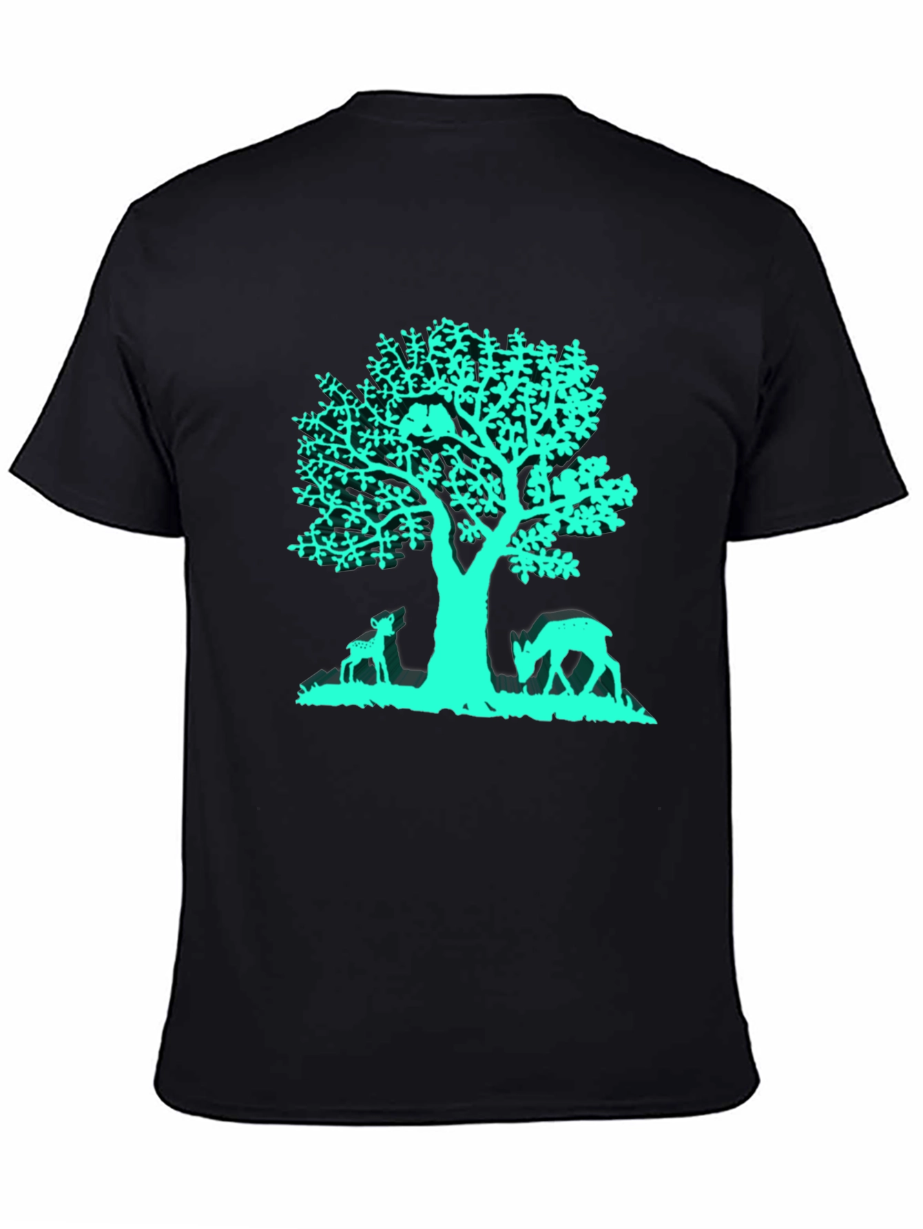 Tree & Deer Graphic Tee - Black
