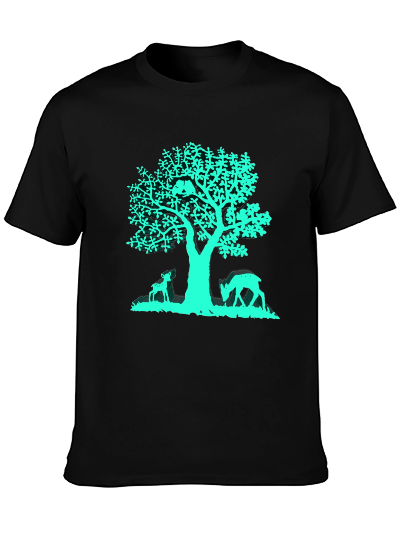 Tree & Deer Graphic Tee - Black