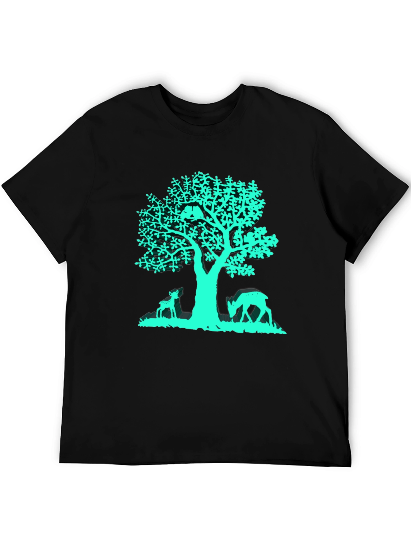 Tree & Deer Graphic Tee - Black